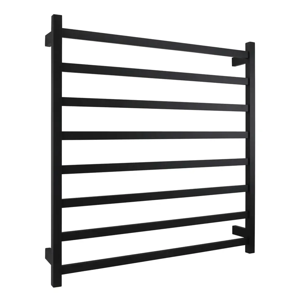 Aguzzo Ezy Fit Dual Wired Square Tube Heated Towel Rail 90 x 92cm - Matte Black