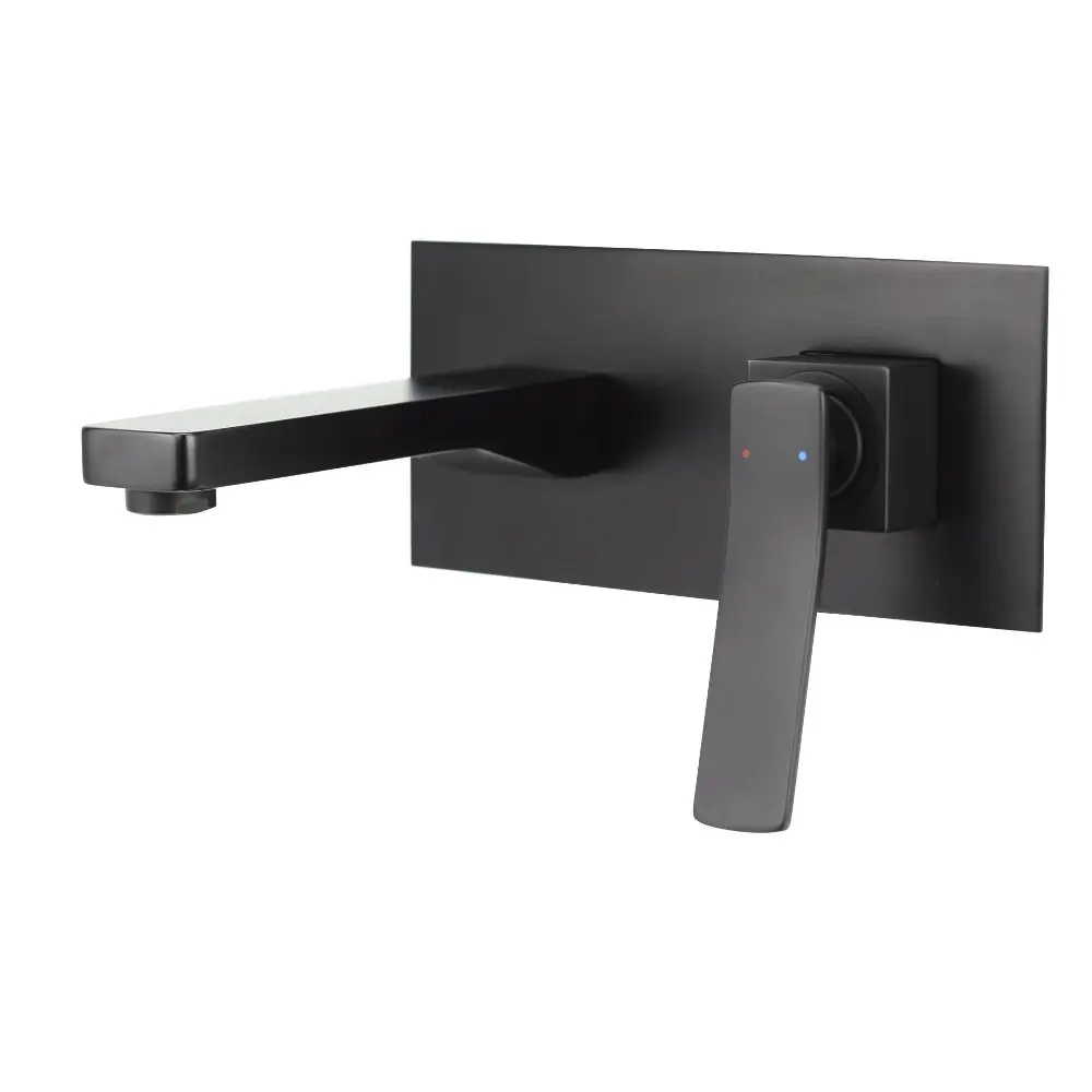 Aguzzo Cortina Wall Mounted Mixer with Spout - Matte Black