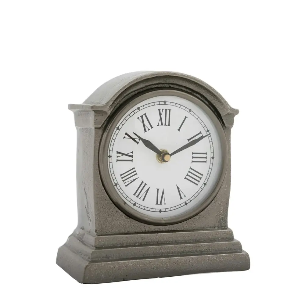 SSH Collection Hutt Small Table Clock with Round White Face - Black Nickel