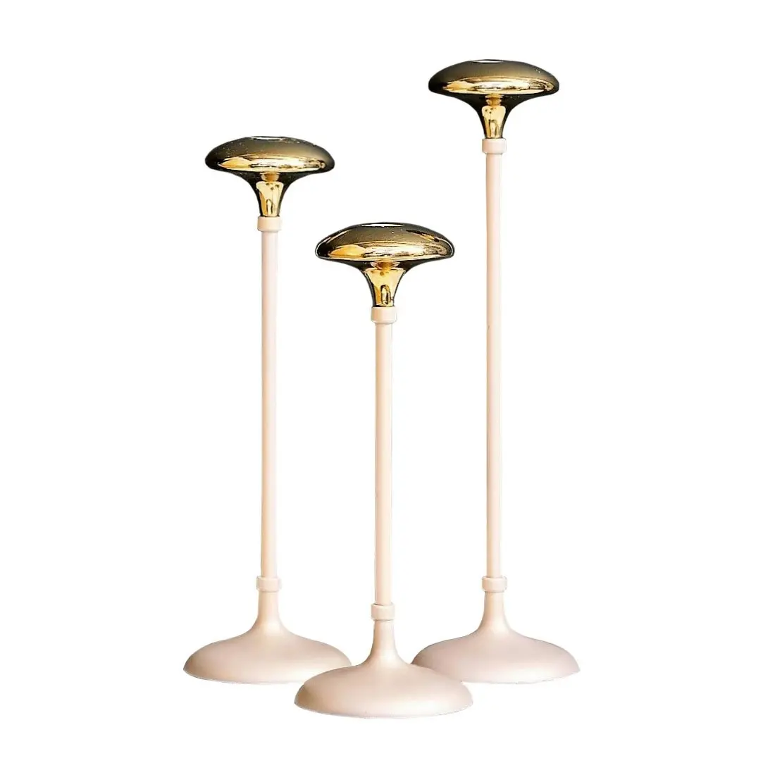 Set of 3 SSH Collection Marilyn 23 26 and 30cm Single Tea Light Candle Holders - 2 Tone Gold