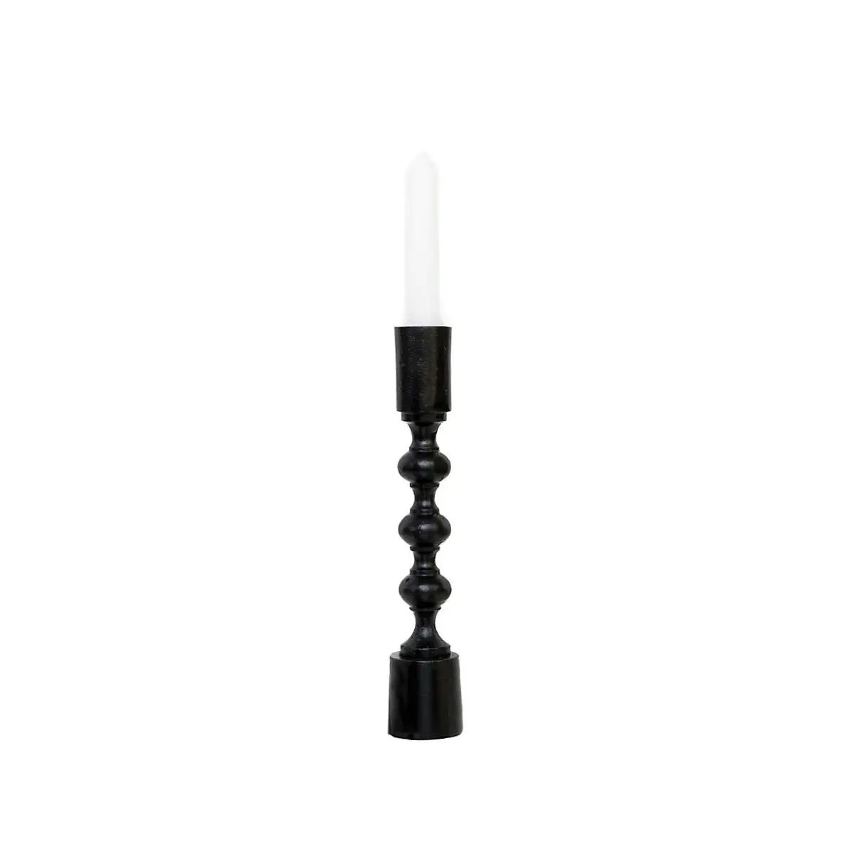 SSH Collection Ripple 25cm Single Candle Stand - Black