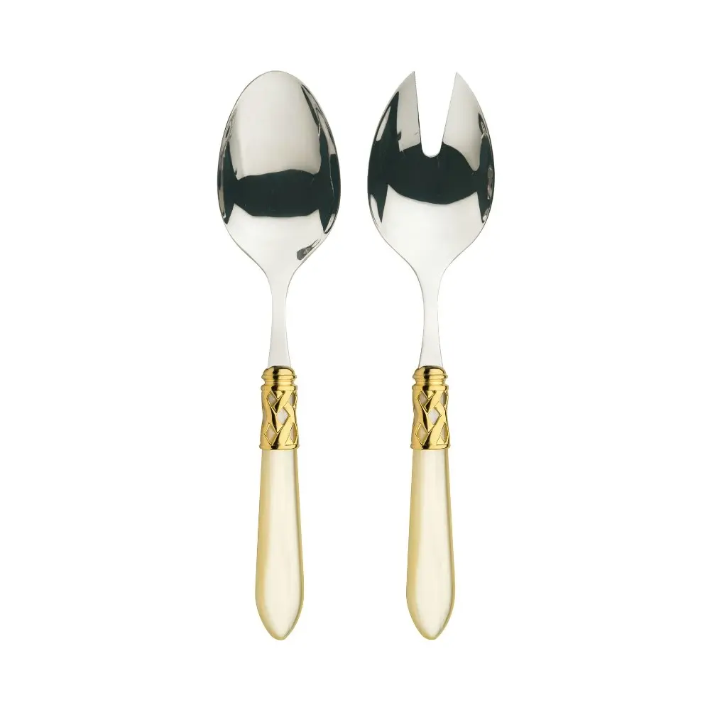 Bugatti Aladdin Gold Plated 2 Piece Salad Set - Ivory