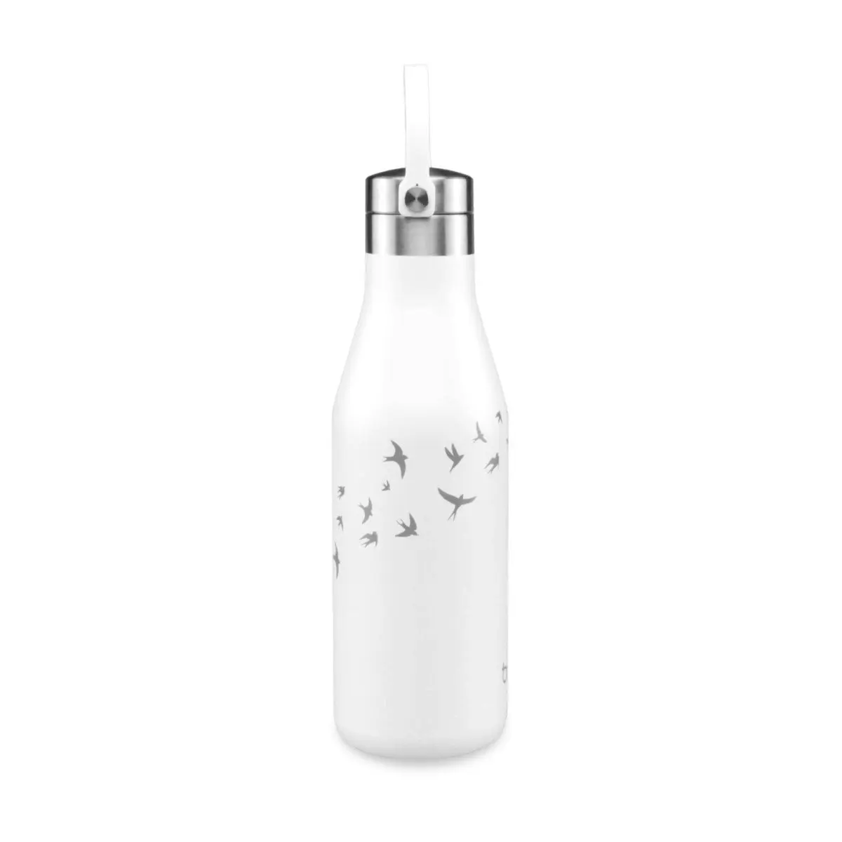 Ohelo 500ml Drink Bottle with Etched Swallows - White