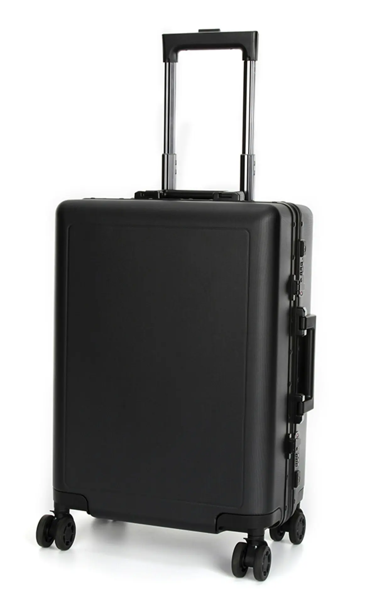 Suissewin Swiss Aluminium Luggage Suitcase Lightweight With TSA Locker 8 Wheels Carry on Hardcase SN7613A Black