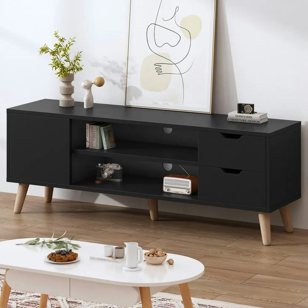 Alfordson Entertainment Unit Cabinet Black 120cm