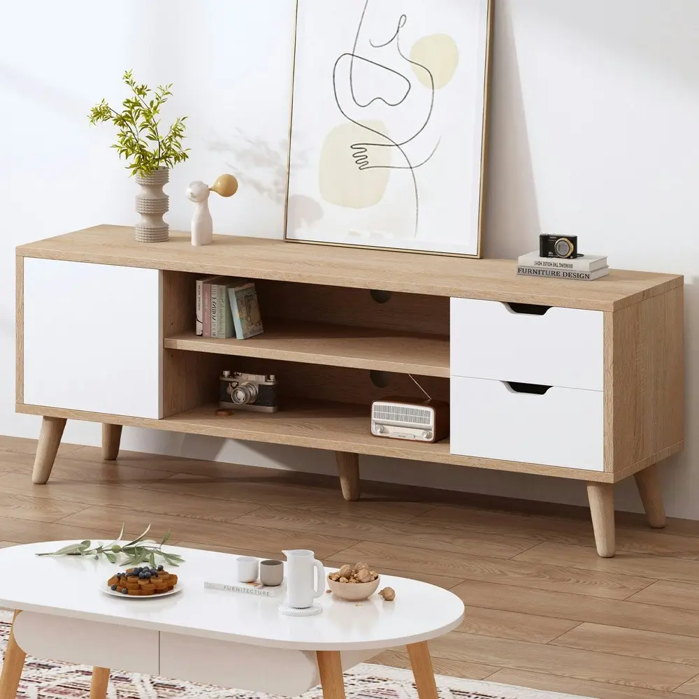 Alfordson Entertainment Unit Cabinet Oak 120cm