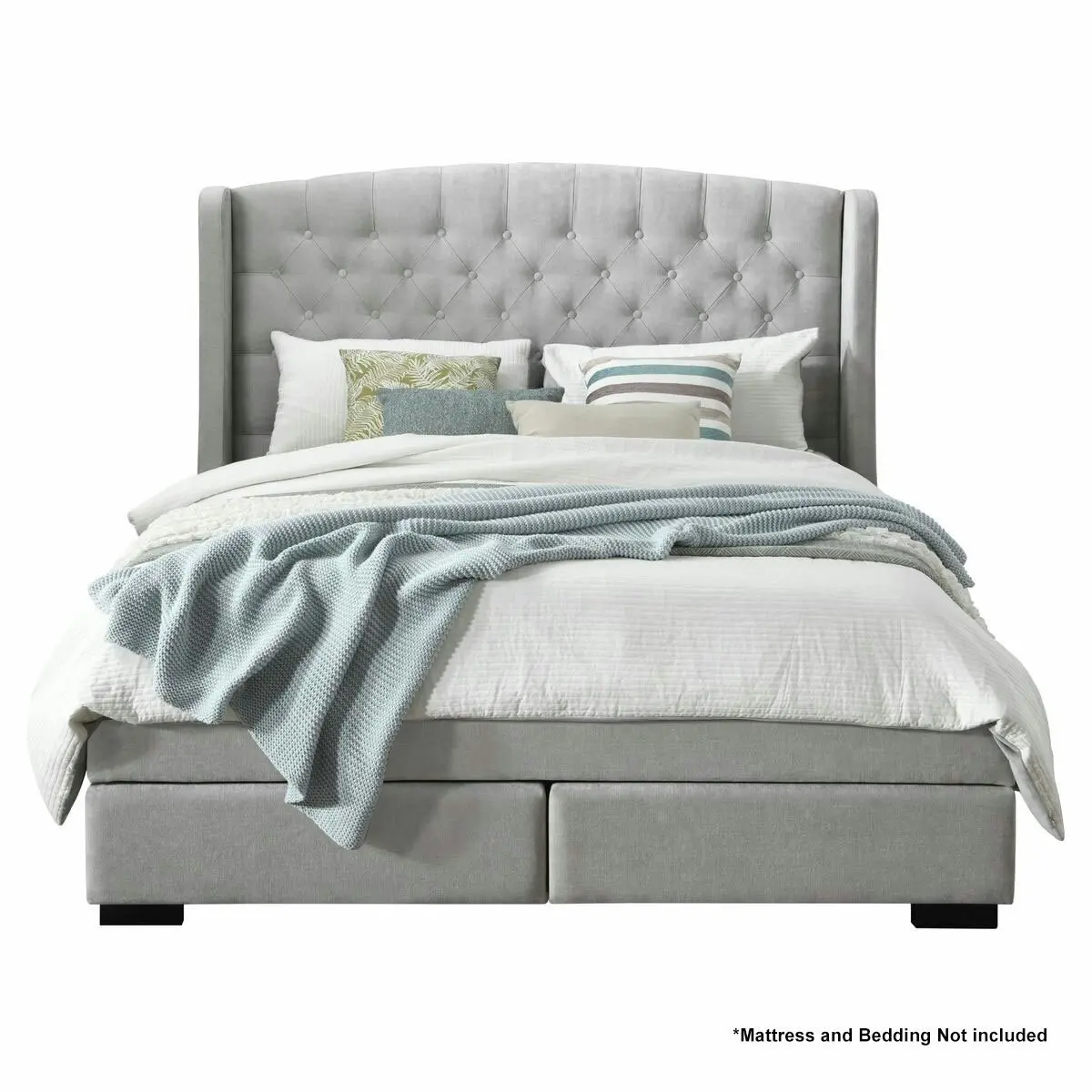 Ostro Furniture Ostro Warner King Bed Base & Bedhead 2 Drawer Pearl