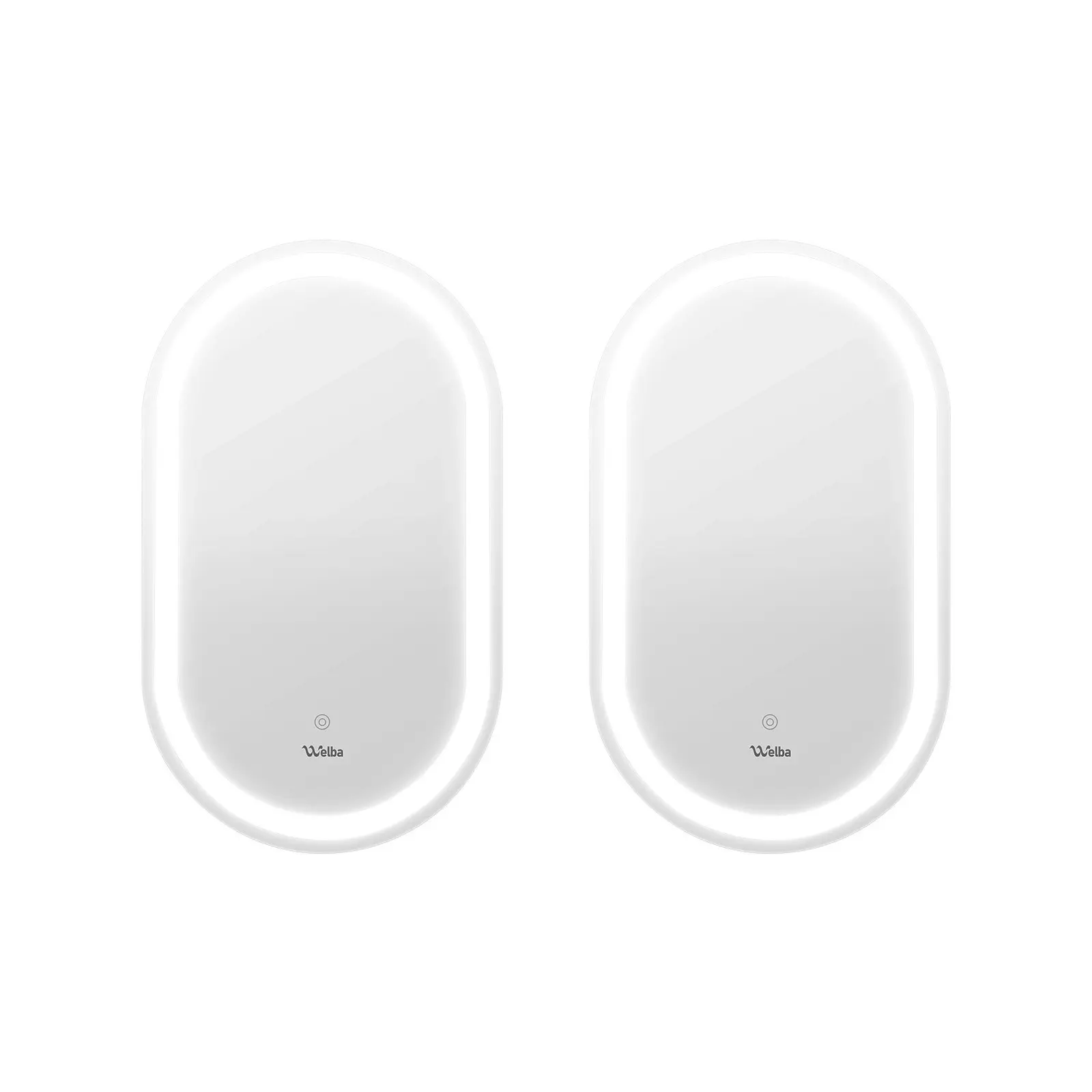 Welba 2PCS 750x500mm LED Oval Bathroom Mirror Anti-fog Wall Makeup Mirrors