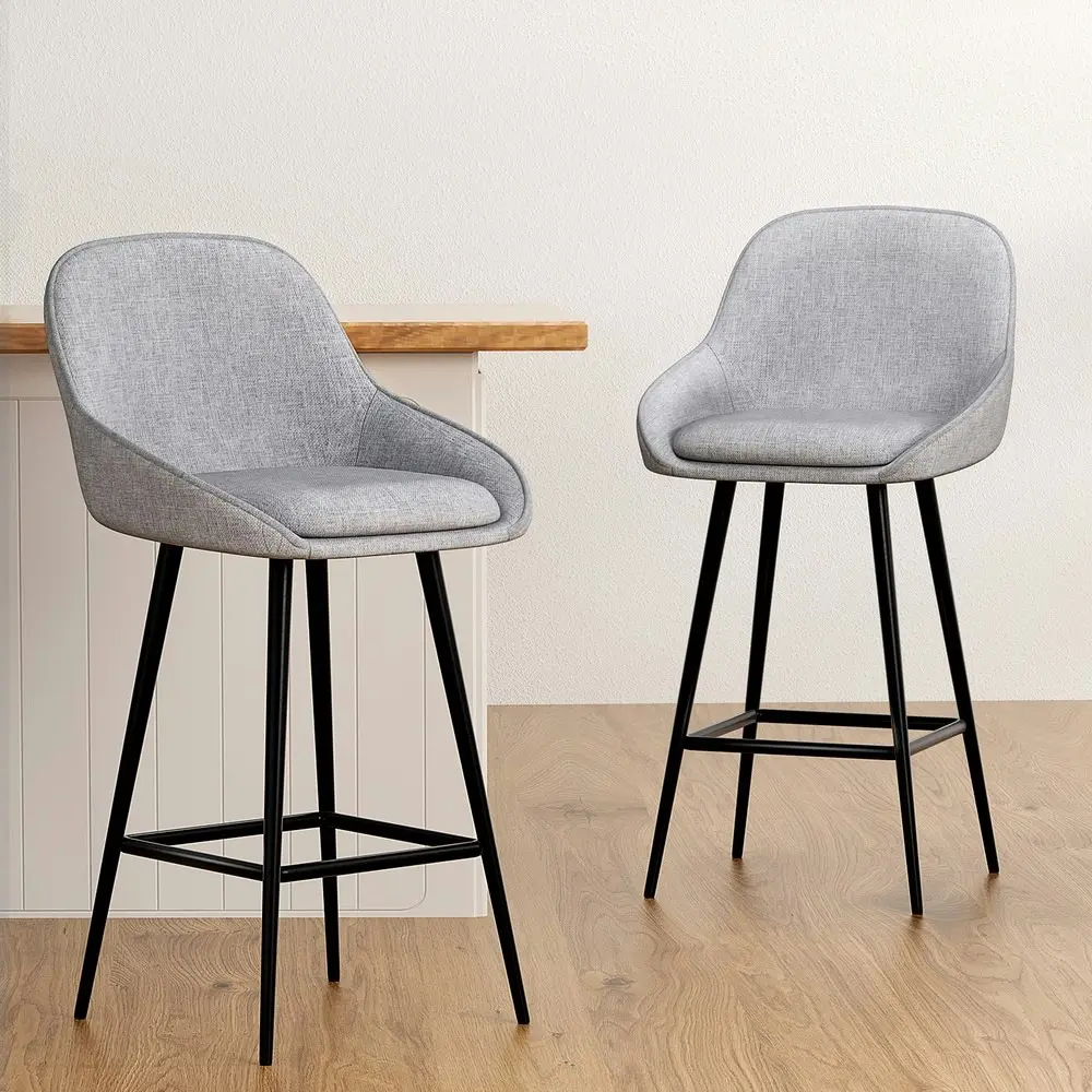 Artiss 2x Bar Stools Upholstered Stool Counter Seat Kitchen Dining Chairs