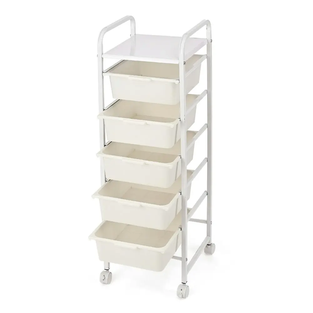 Furb Storage Rolling Cart w/ 5 Tier , Kids Toy Storage Organizer Removable Cart