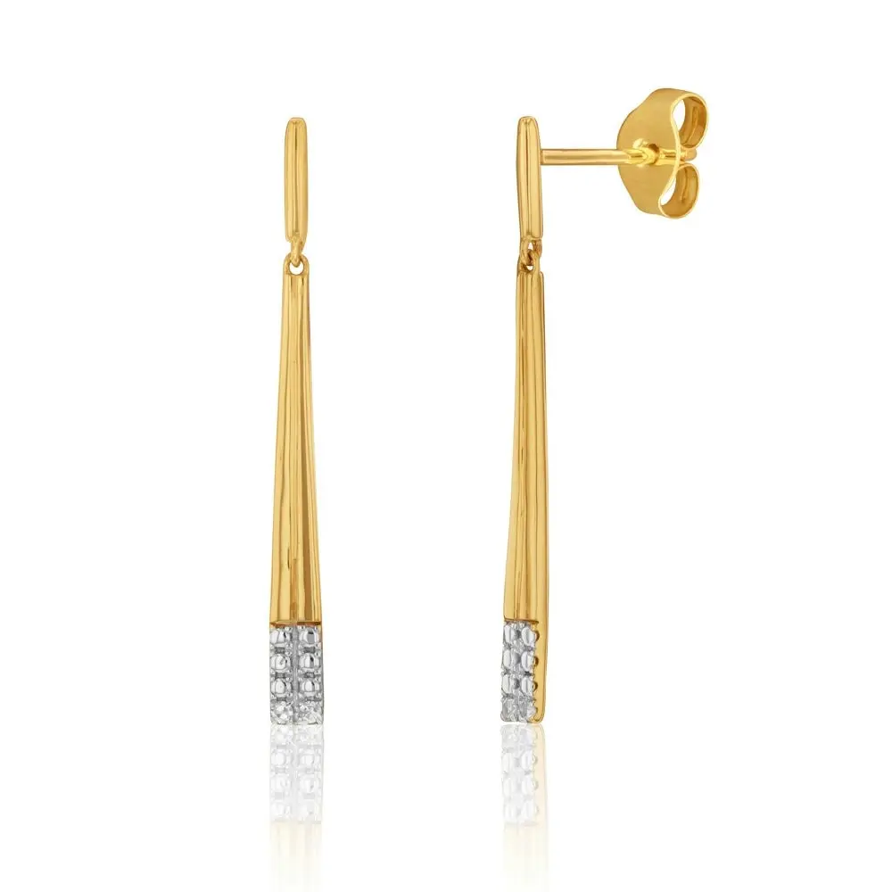 9ct Yellow Gold Diamond Earrings