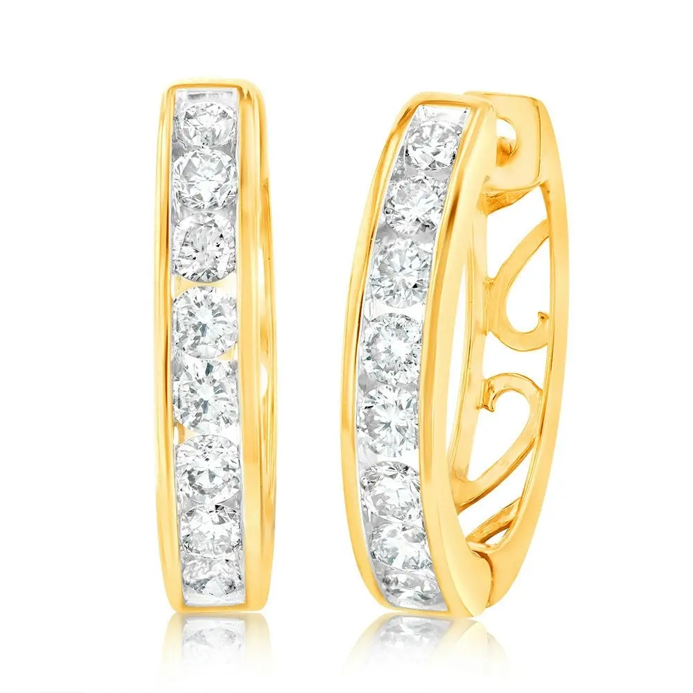 9ct Yellow Gold Diamond Stud Earrings With 1 Carat Of Diamonds