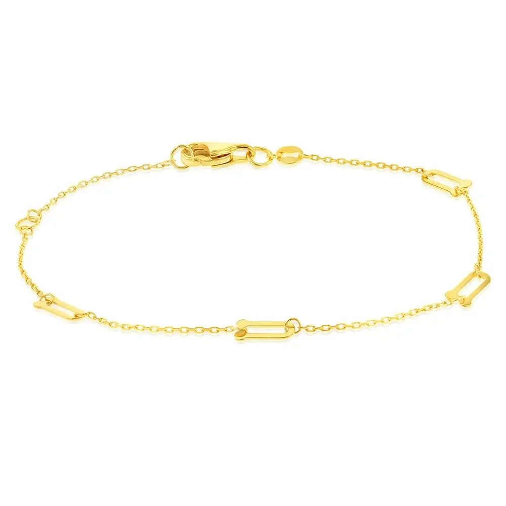 9ct Yellow Gold Silverfilled Fancy 19cm Bracelet