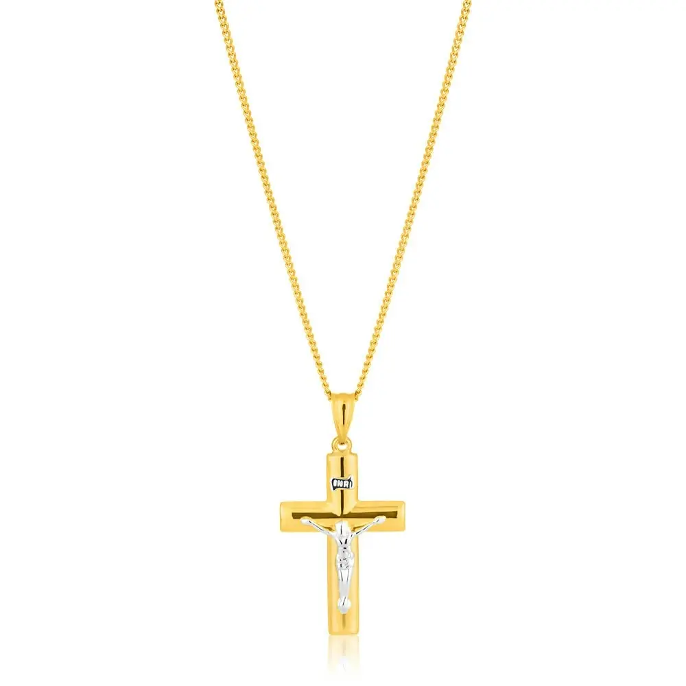 9ct Yellow & White Gold Silver Filled Crucifix