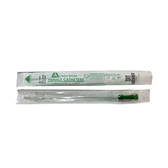 Livingstone Female Catheter 14FG Green 4.70mm Diameter 23cm Length Sterile 100 Bag