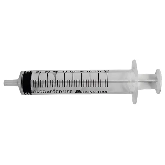 Livingstone Syringe, 10ml, Luer Slip Tip, Concentric Nozzle, Latex Free, Hypoallergenic, Non-Sterile, Loose x1704