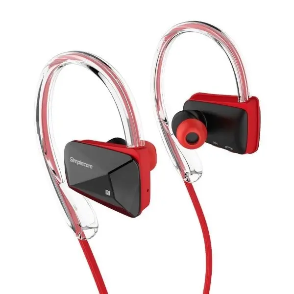 Simplecom NS200 Bluetooth Neckband Sports Headphones with NFC Red