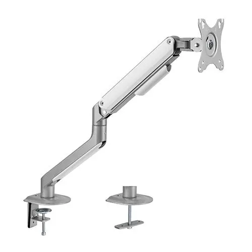 BRATECK Single Monitor Economical Spring-Assisted Monitor Arm Fit Most 17'-32' Monitors, Up to 9kg per screen VESA 75x75/100x100 Matte Grey