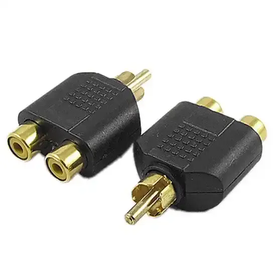 RCA Male to 2X RCA Female Audio Splitter Adapter Connector Coupler