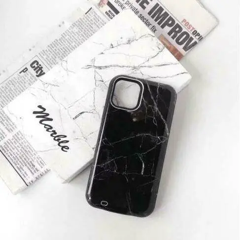 Marble Black For iPhone 12 Pro Battery Case Charging Cover - Strong Protection