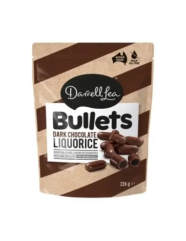 Darrell Lea Dark Chocolate Liquorice Bullets 226g x 12