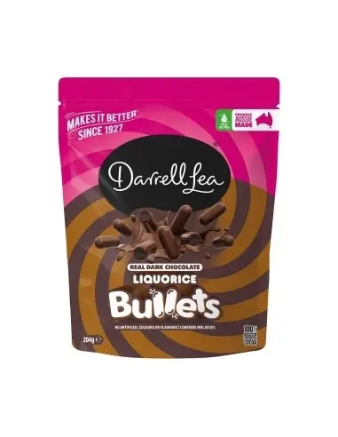 Darrell Lea Dark Chocolate Liquorice Bullets 204g x 12