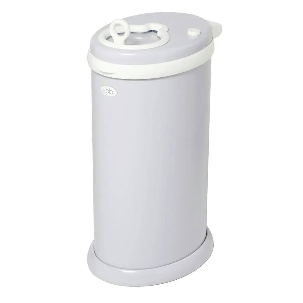 Ubbi Eco-friendly Diaper Pail Nappy Bin W/ Powder Coated Steel & Rubber Seals Grey