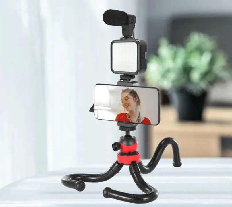 04LM Vlogging Kit LED Light Mobile Vlog Phone Video Selfie Stand Gorilla Tripod