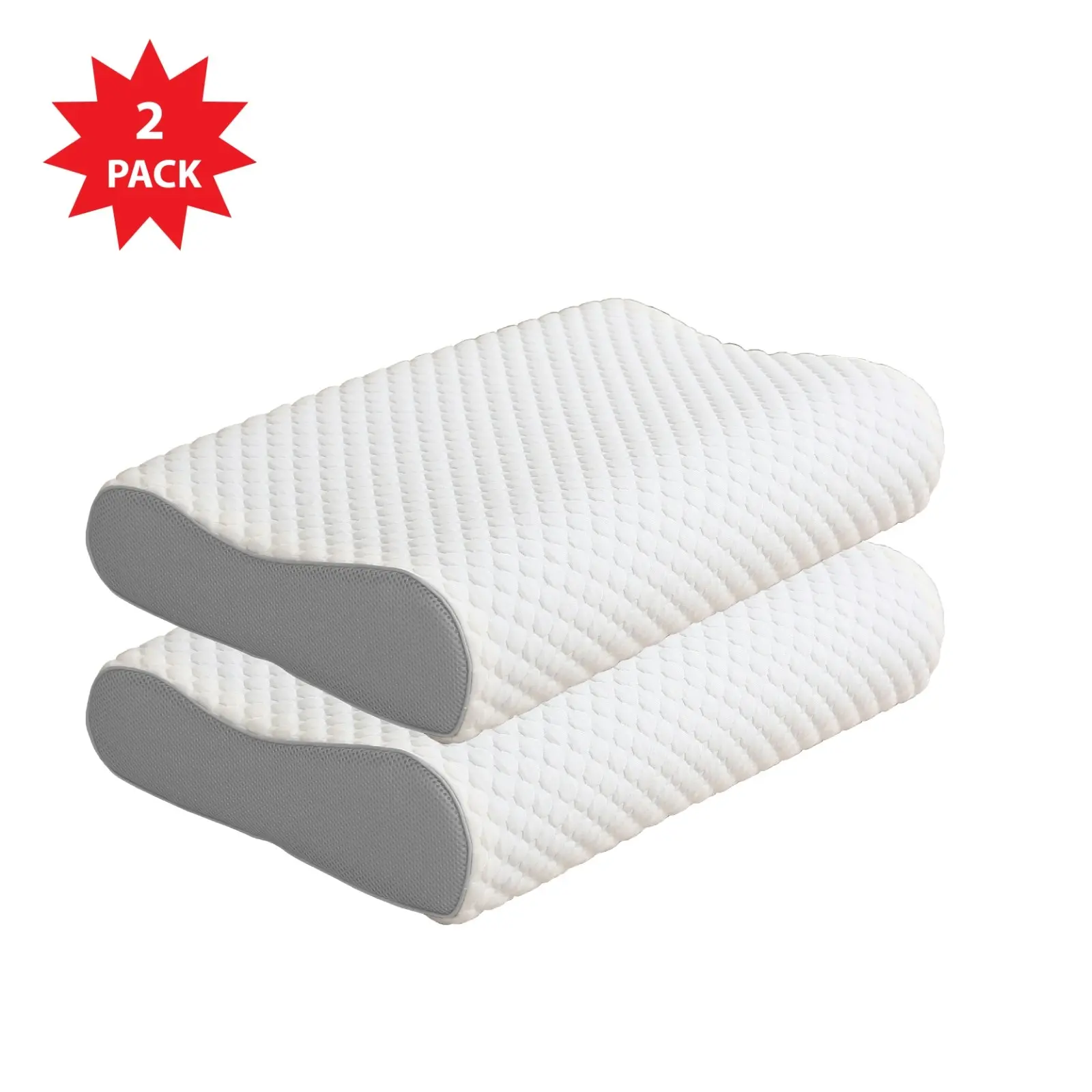 Vistara Sound Sleep Memory Foam Contour Pillow 60x40cm - 2 Pack