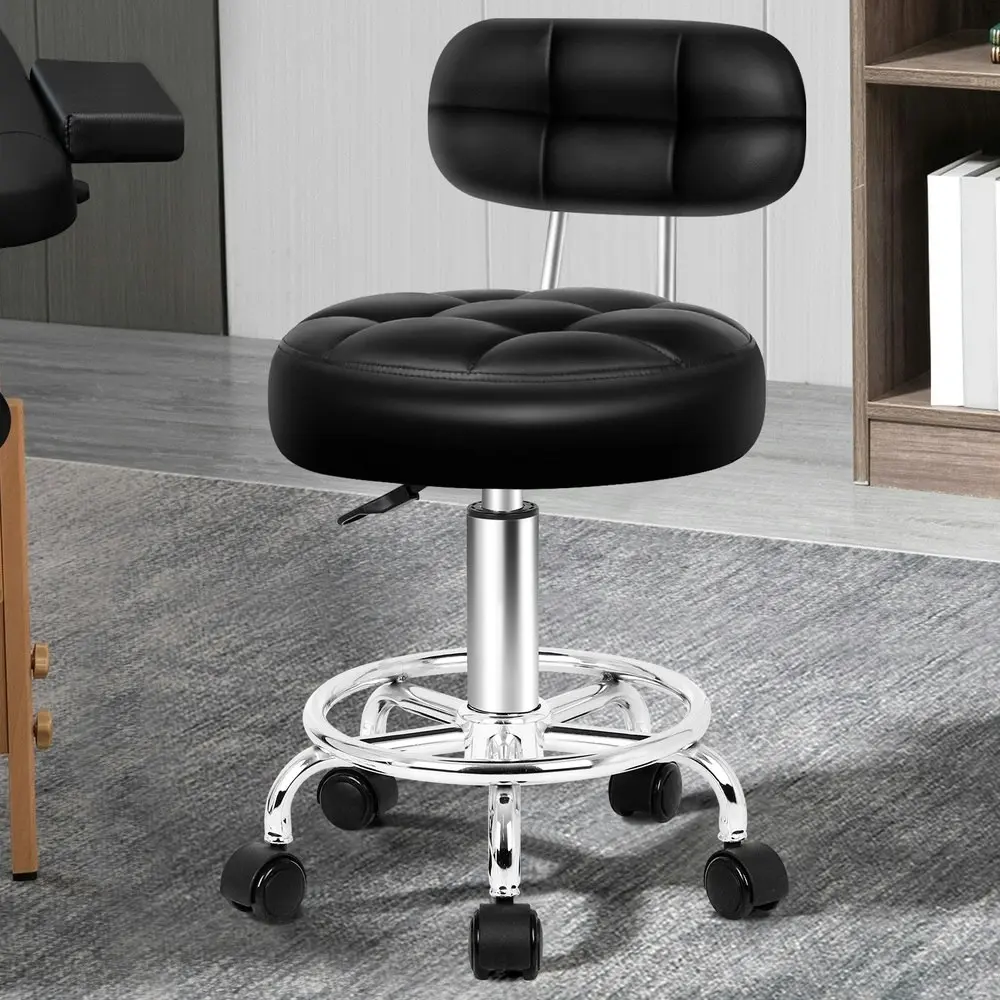 Alfordson Salon Stool Backrest Swivel Barber Hair Dress Chair Riley Black