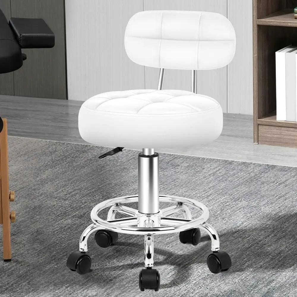 Alfordson Salon Stool Backrest Swivel Barber Hair Dress Chair Riley White