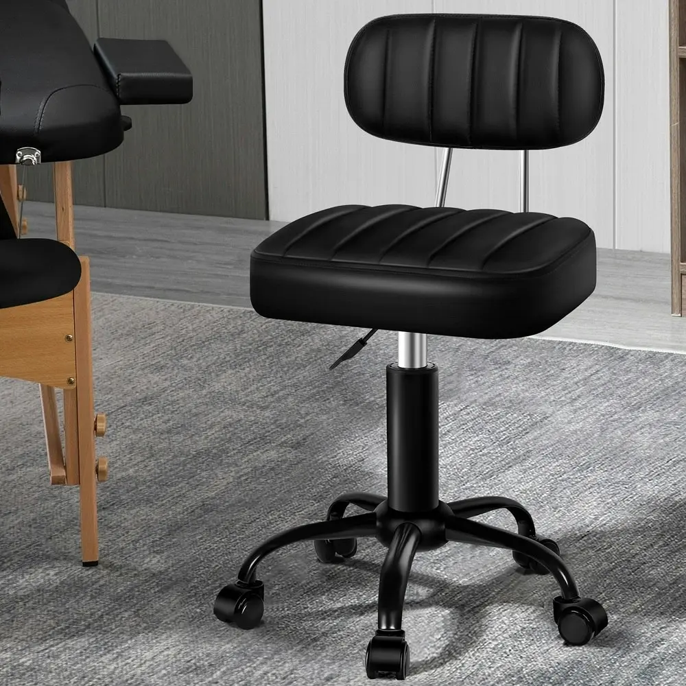 Alfordson Salon Stool Backrest Swivel Barber Hair Dress Chair Lina All Black