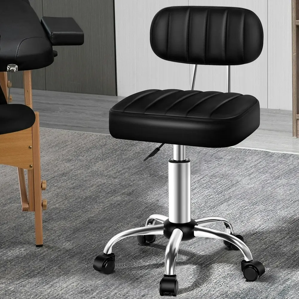 Alfordson Salon Stool Backrest Swivel Barber Hair Dress Chair Lina Black