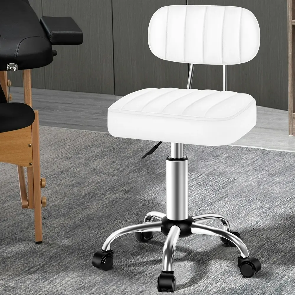 Alfordson Salon Stool Backrest Swivel Barber Hair Dress Chair Lina White