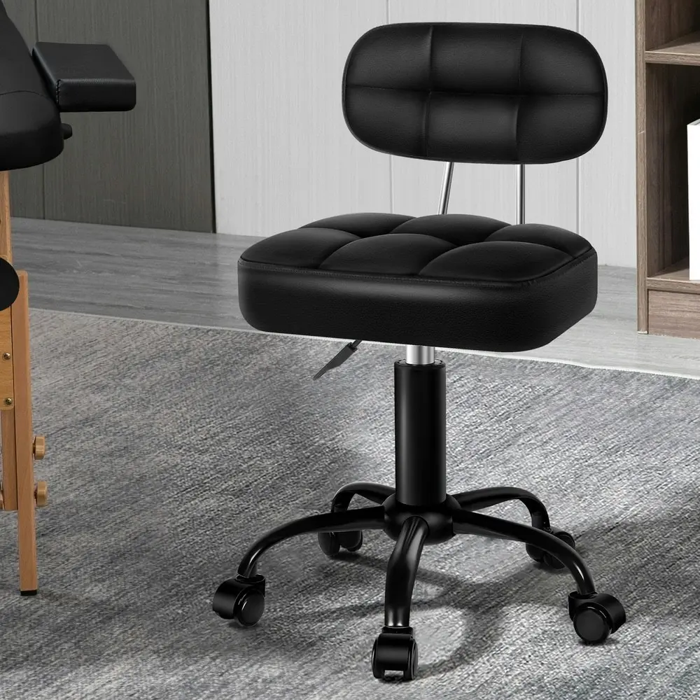 Alfordson Salon Stool Backrest Swivel Barber Hair Dress Chair Tufan All Black