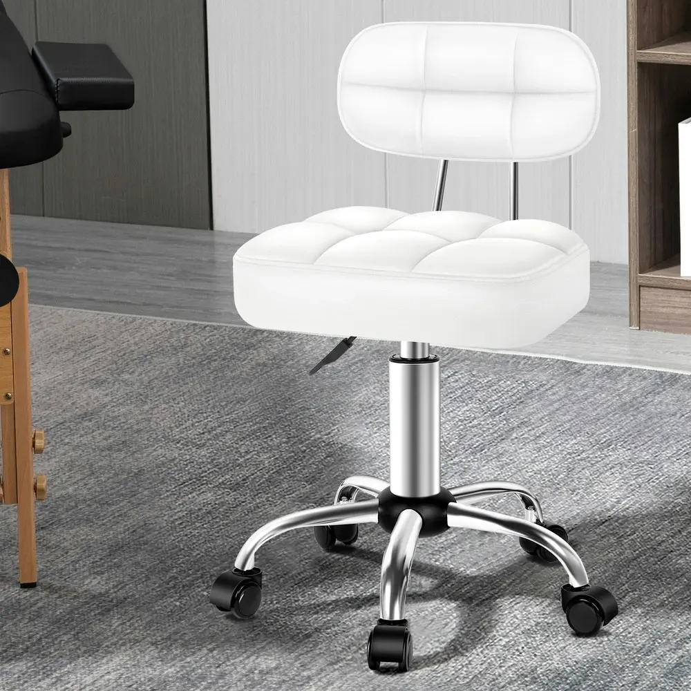 Alfordson Salon Stool Backrest Swivel Barber Hair Dress Chair Tufan White