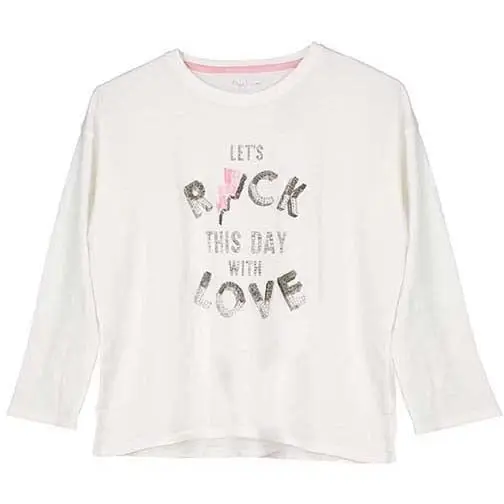 Pepe Kids Pepe Jeans Girls White 'lets Rock This Day With 'love' T-shirt