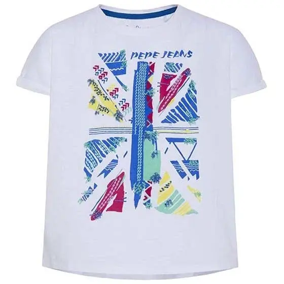 Pepe Kids Pepe Jeans Girls Multicoloured Union Jack T-shirt In White