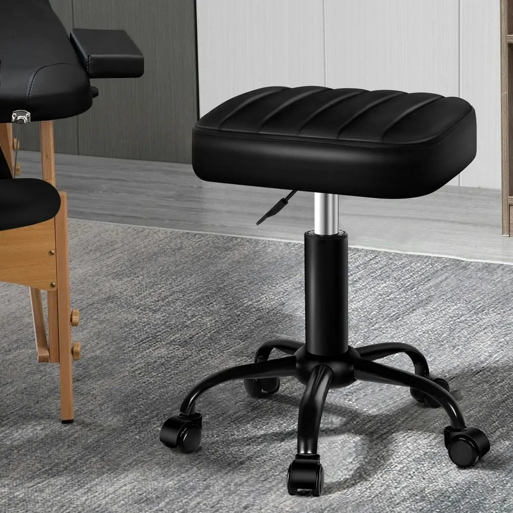 Alfordson Salon Stool Square Swivel Barber Hair Dress Chair Gas Lift All Black