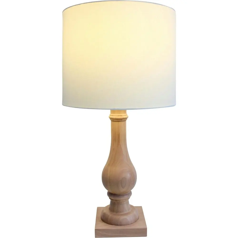 LVD Timber Grove Birch Wood/Linen/Metal 62cm Lamp /Office Table Lampshade