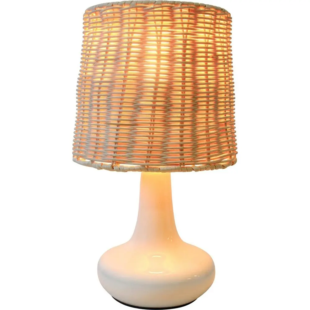 LVD Pippa Ceramic/Wicker 30cm Lamp /Office Light Room Desk/Table Lampshade