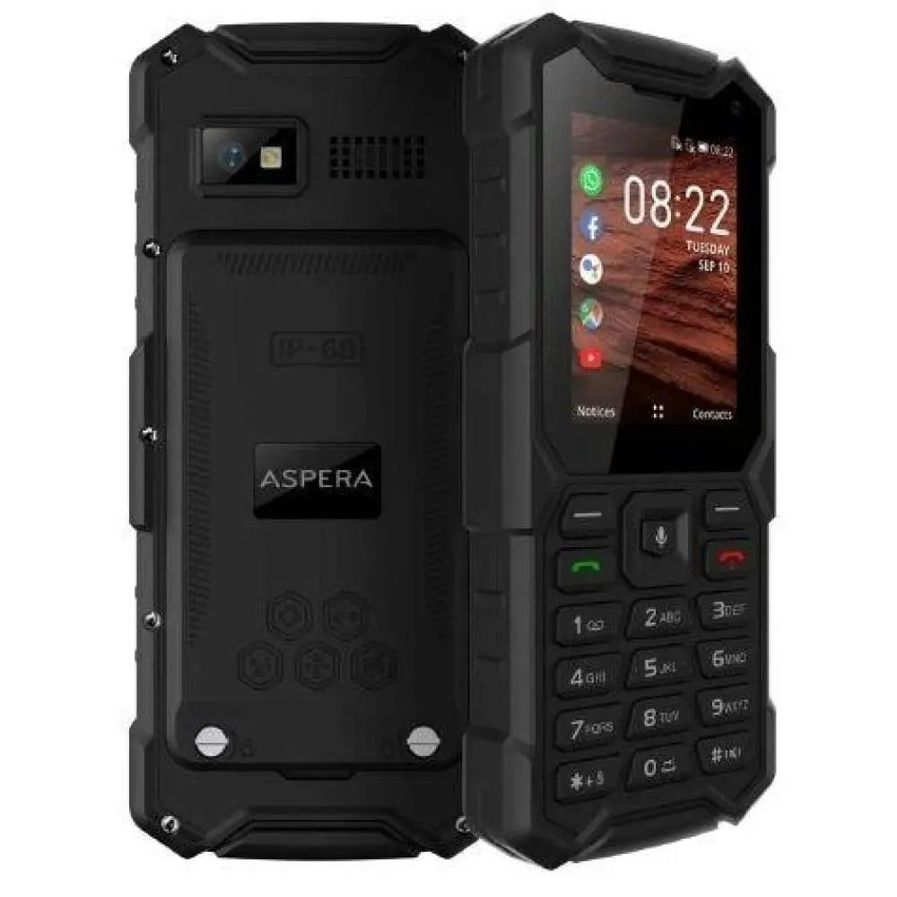 Aspera R40 4G VOLTE Rugged Candybar Phone - Black