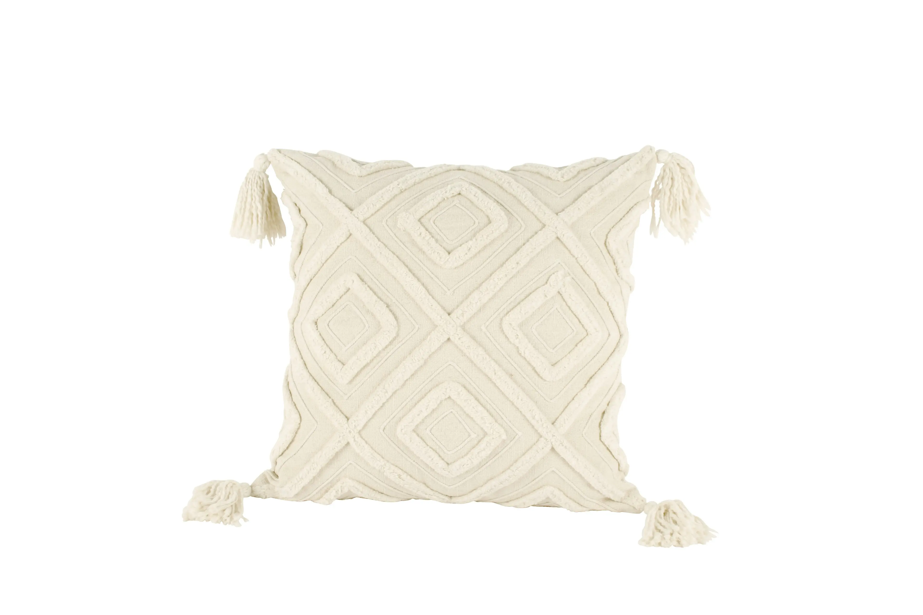 Harriett Embroidered Cotton Cushion With Tassel 500g Fill