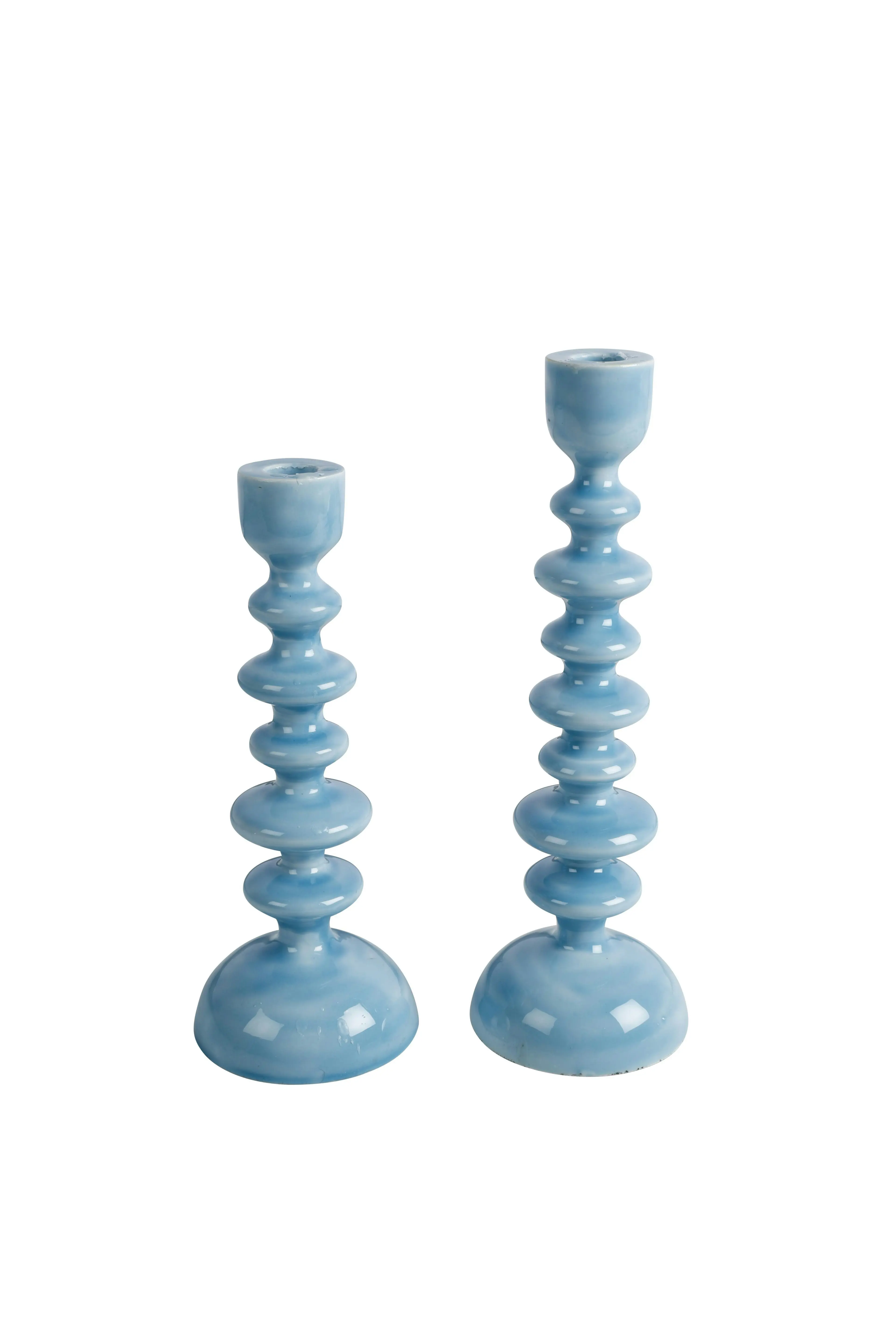 Sky Blue Tapered Candle Holder 25cm