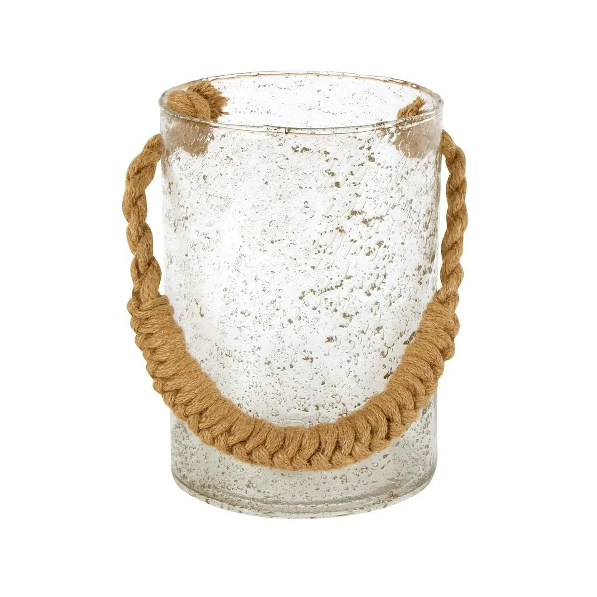 Ilina Beach Glass Cylinder With Rope Handle 24 x 17 cm