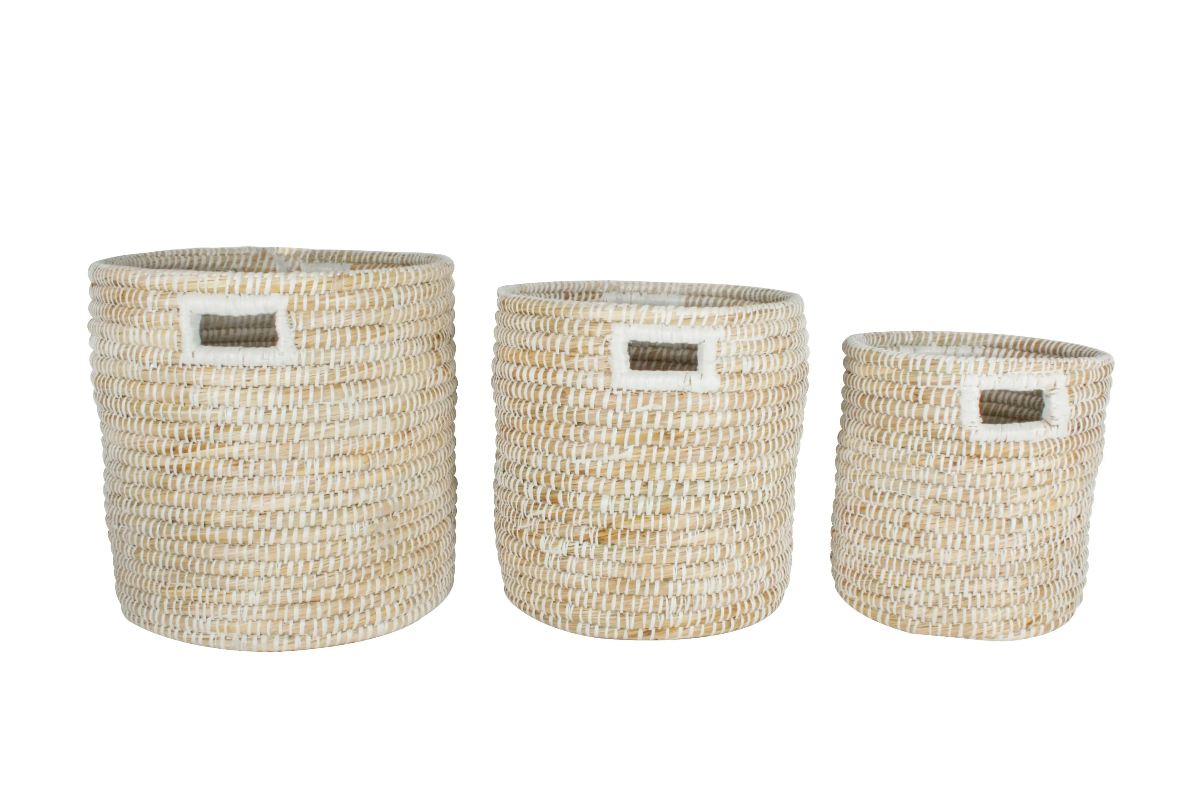 Elliot Set Of 3 Kans Grass Baskets Round