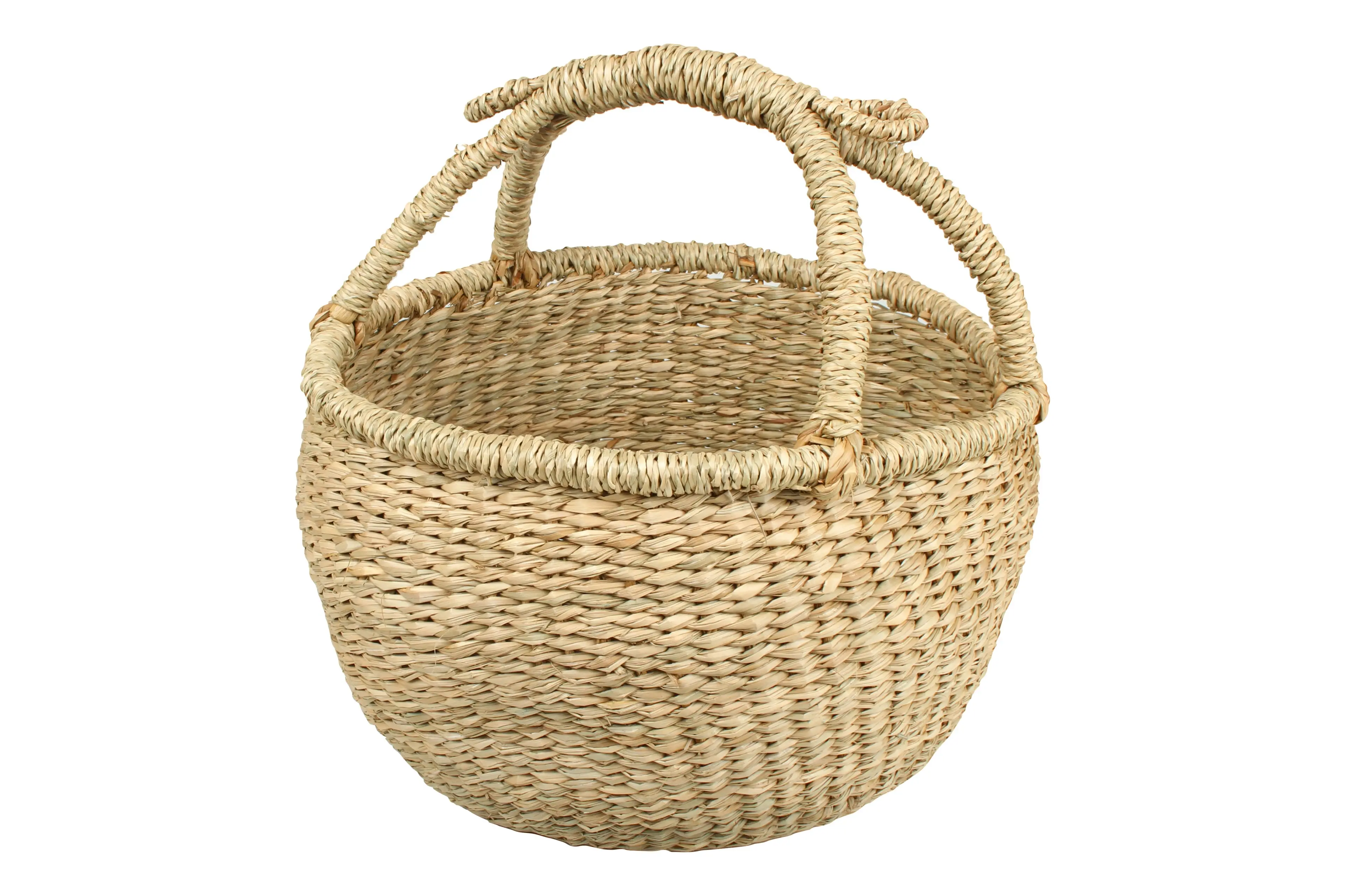 Natural Seagrass Picnic Basket 38cm with Carry Handles