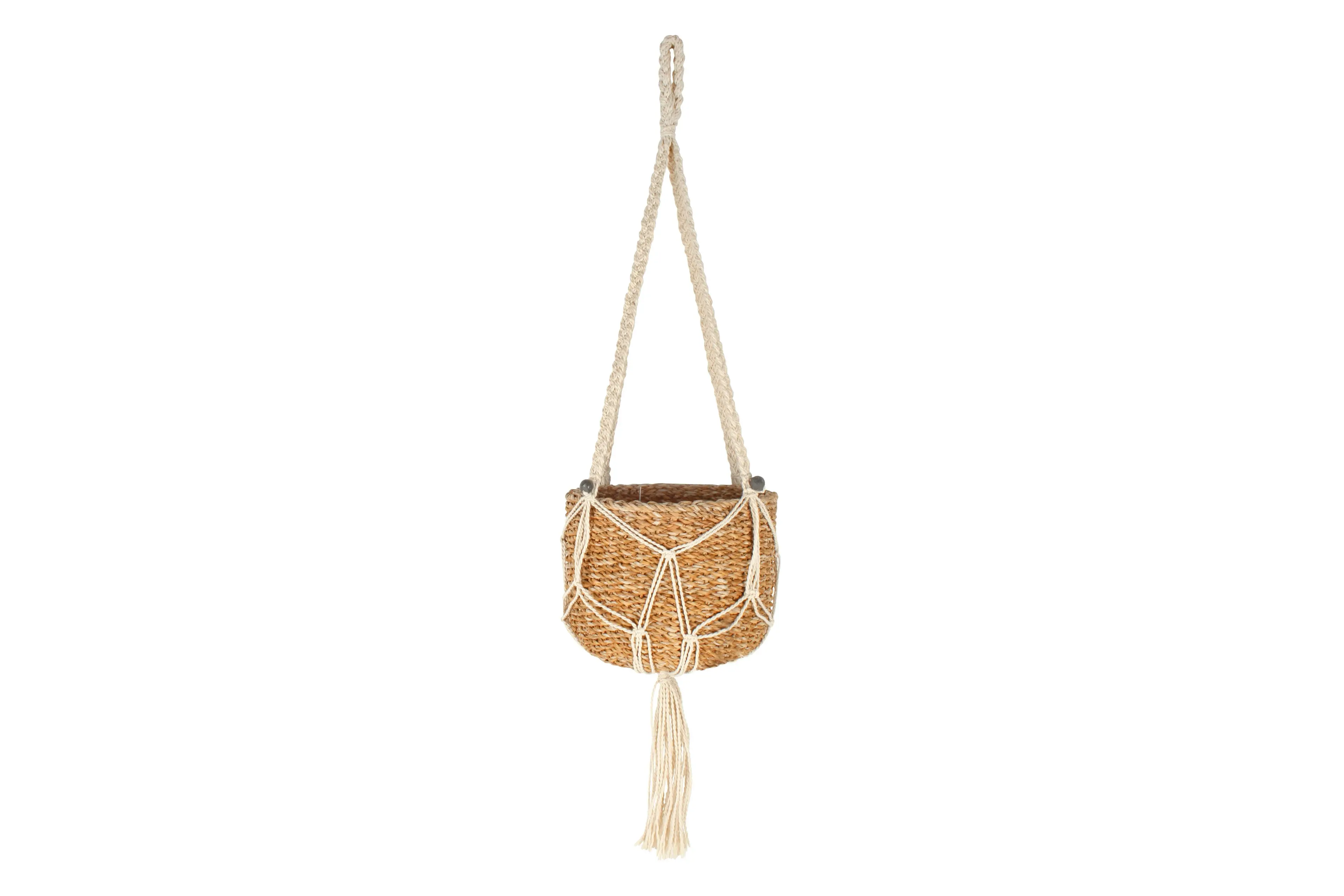 Aura Macrame And Seagrass Pot Plant Hanger 110 x 25 x 20cm