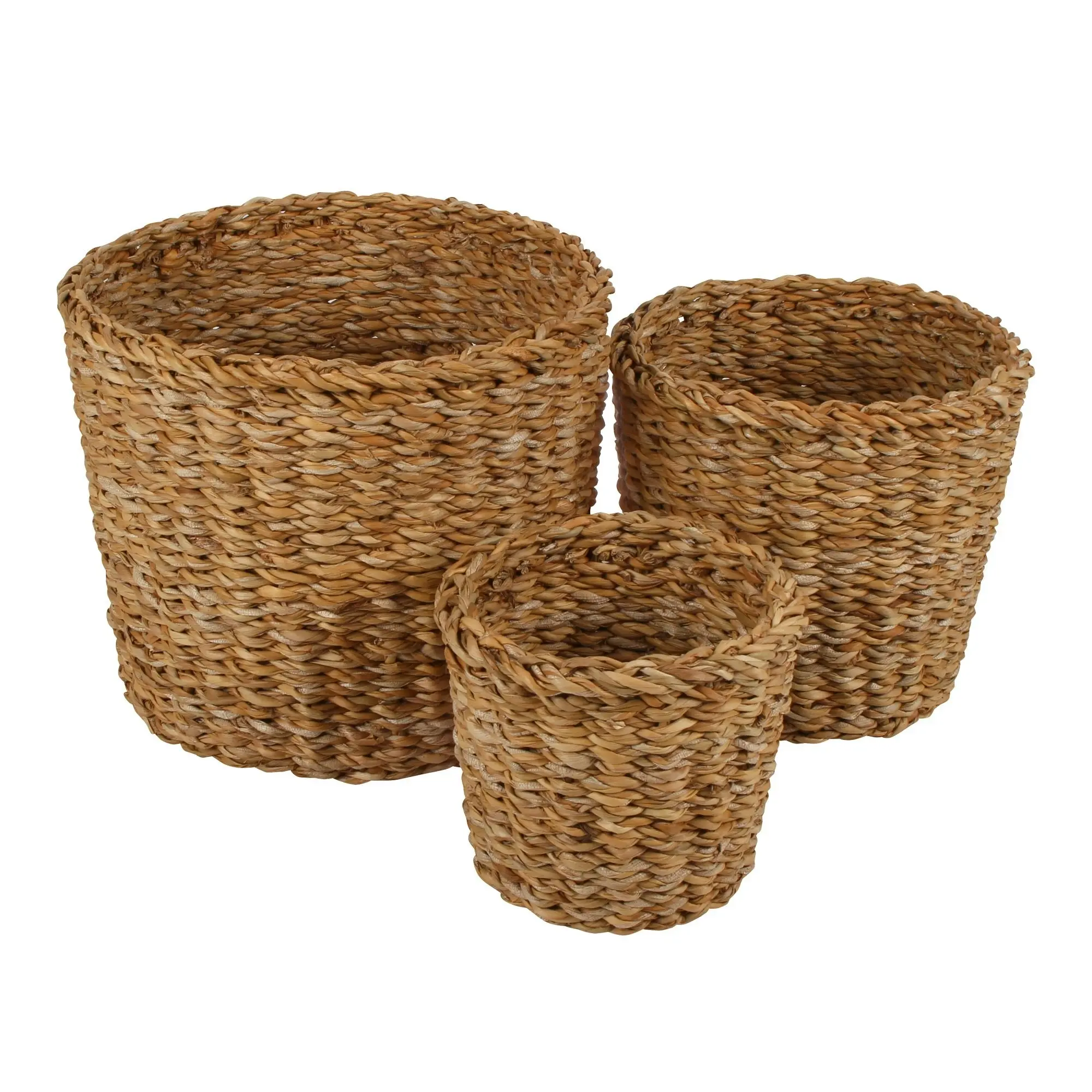 Anglesea Natural Seagrass Basket Set Of 3 Storage Planters