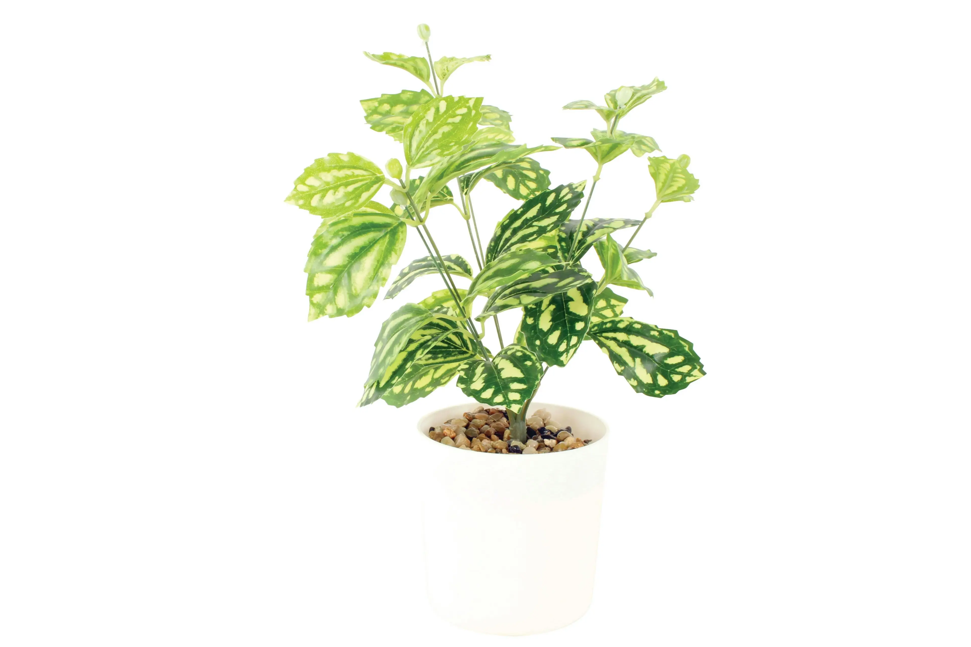 Faux Aluminium Plant in White Pot 30cm